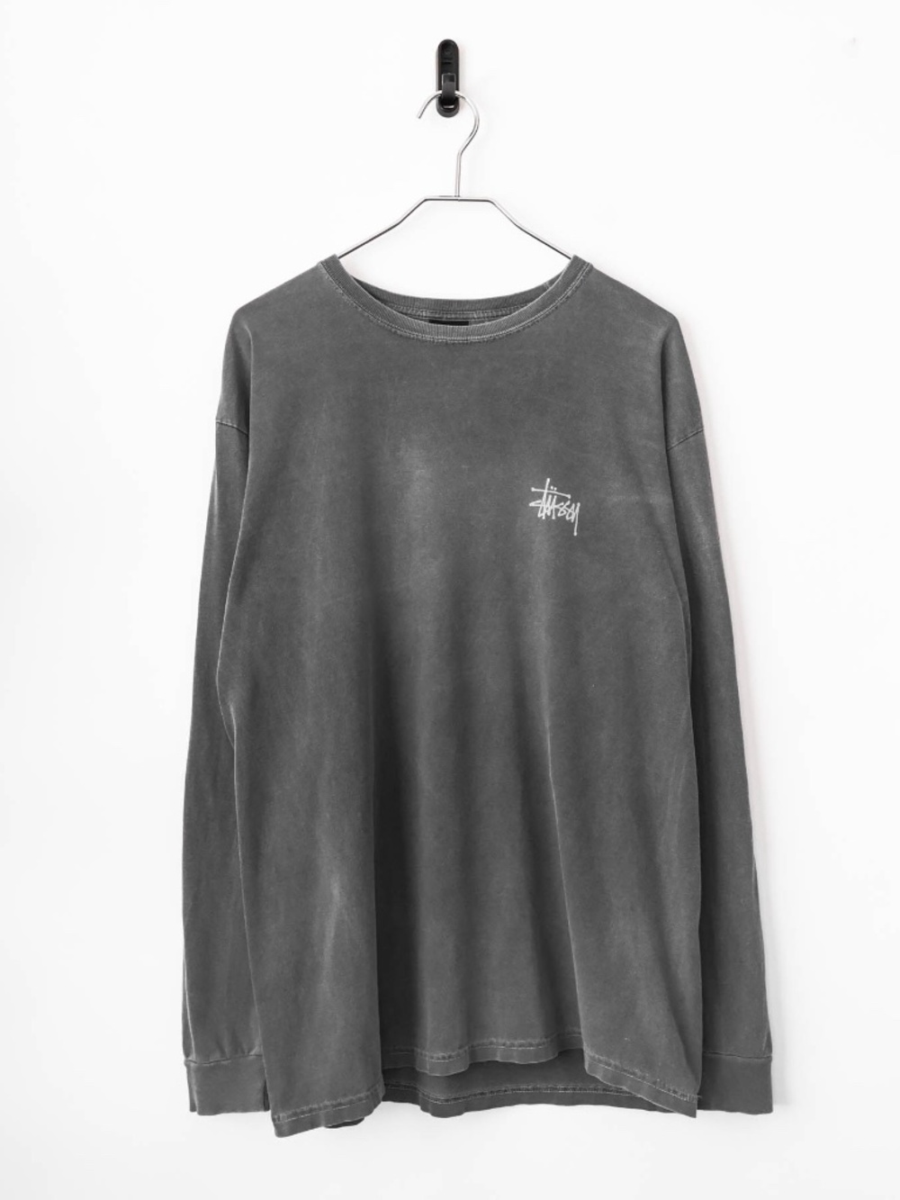 Awesome Vintage Y2K Stussy Pigment Dyed Sun Faded Script Logo Long Sleeve Shirt